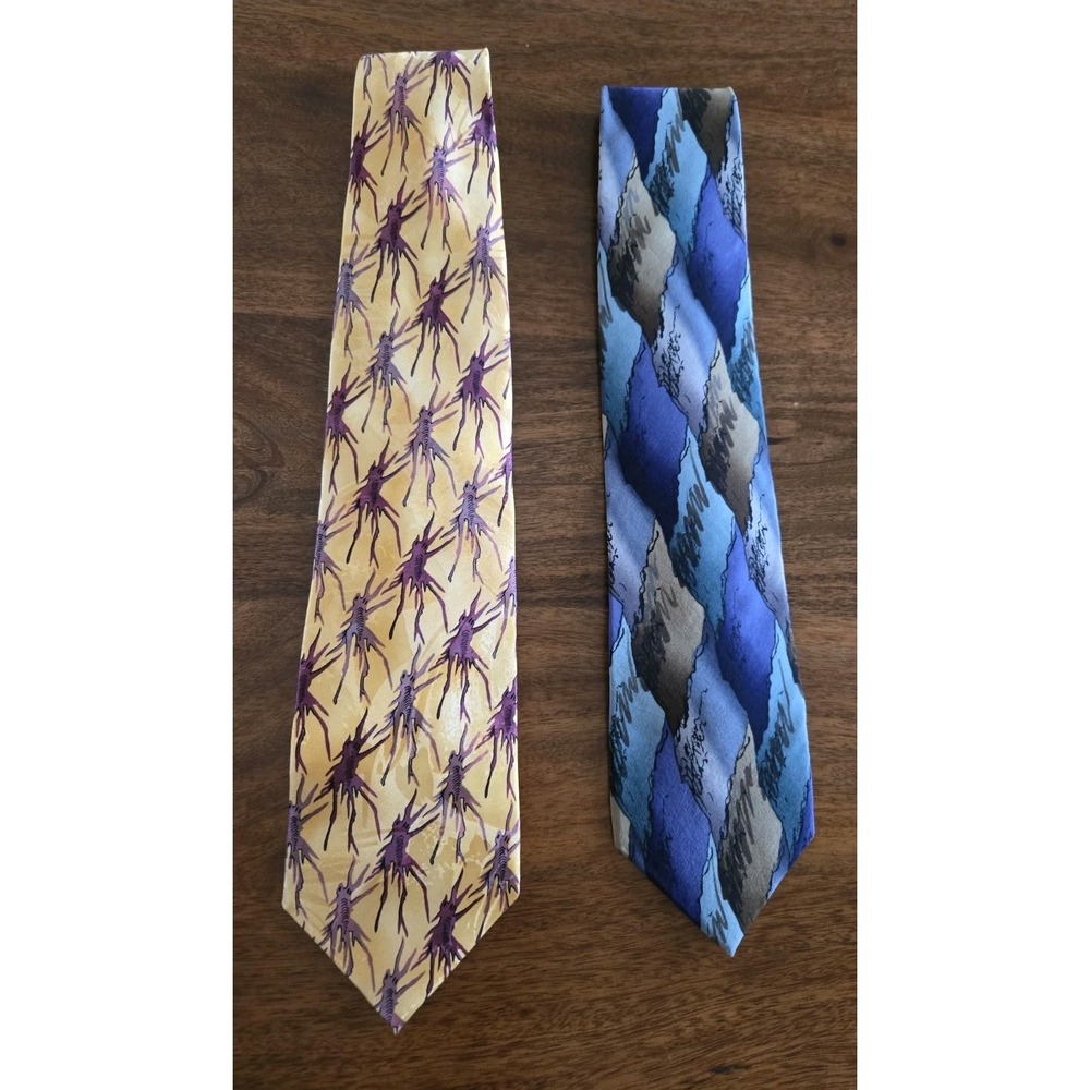 Lot of 2-Jerry Garcia Stonehenge Ltd. Hand Sewn in USA Silk Neck Ties 4" Width